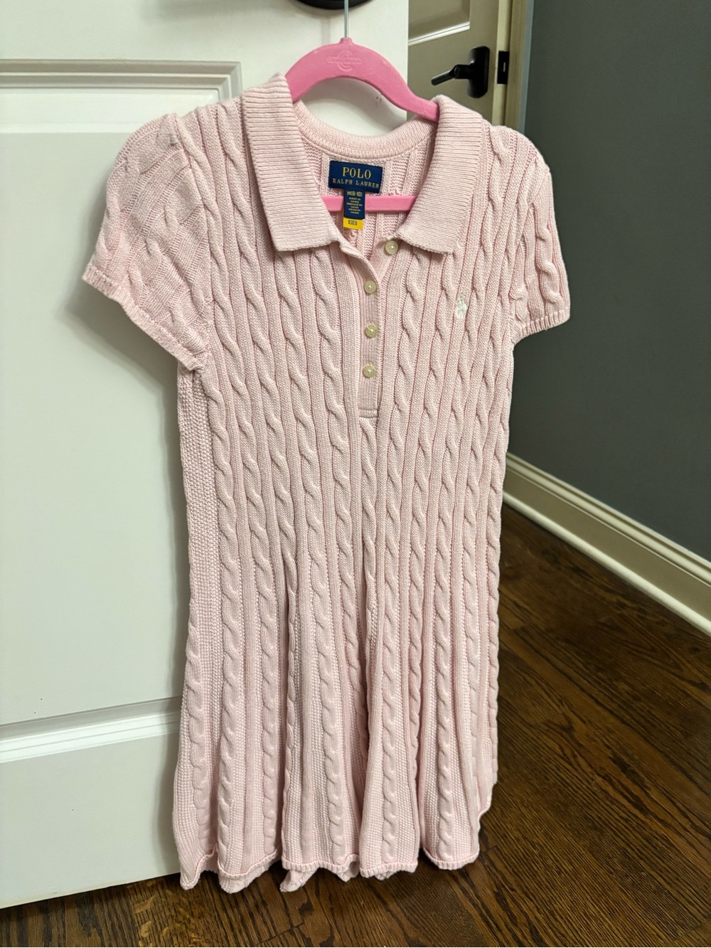 Polo by Ralph Lauren Girls' Light Pink Cable-Knit Polo Dress